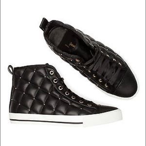 Black Quilted Hightop Sneakers